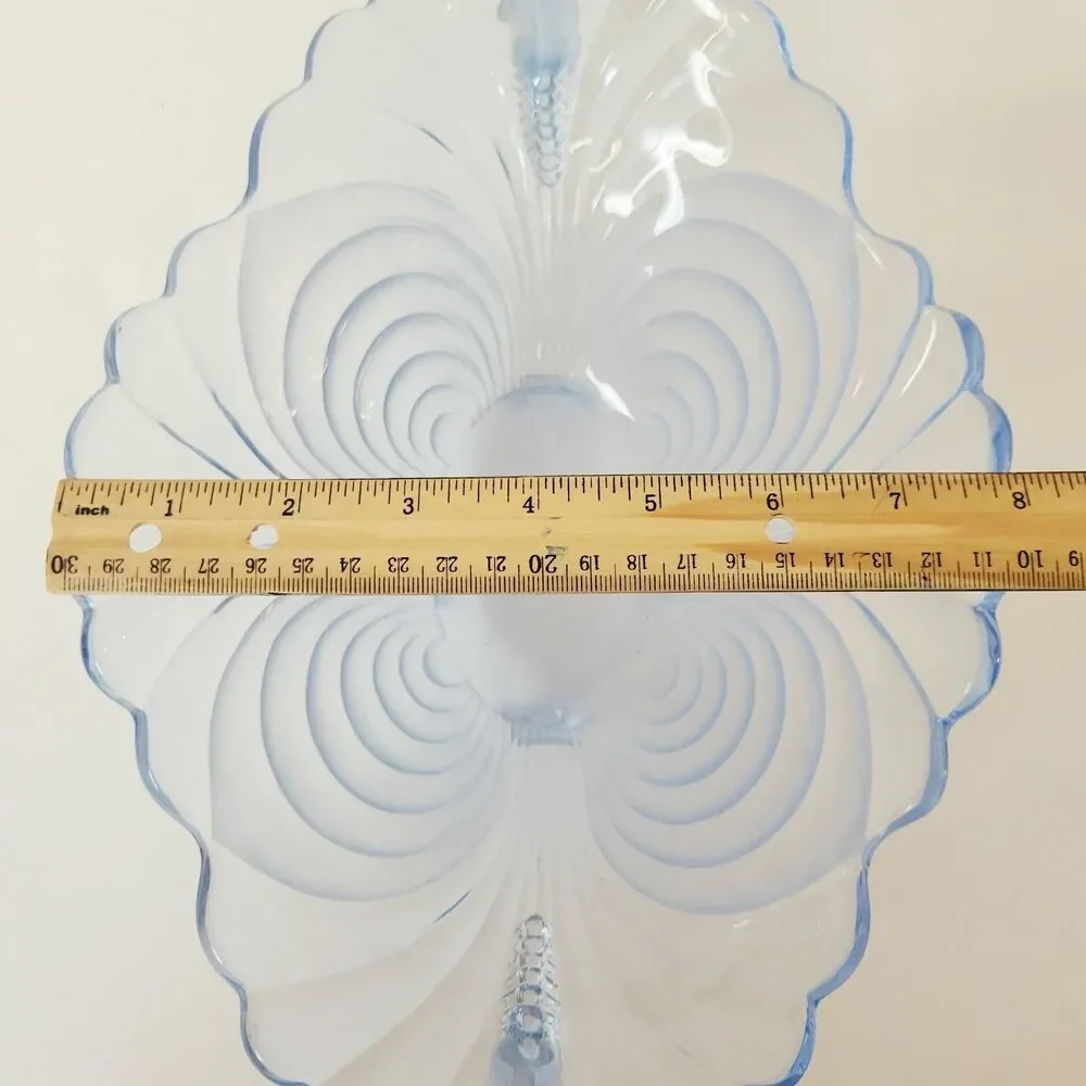Vintage Cambridge Glass Moonlight Caprice Blue Ruffled Footed Bowl
